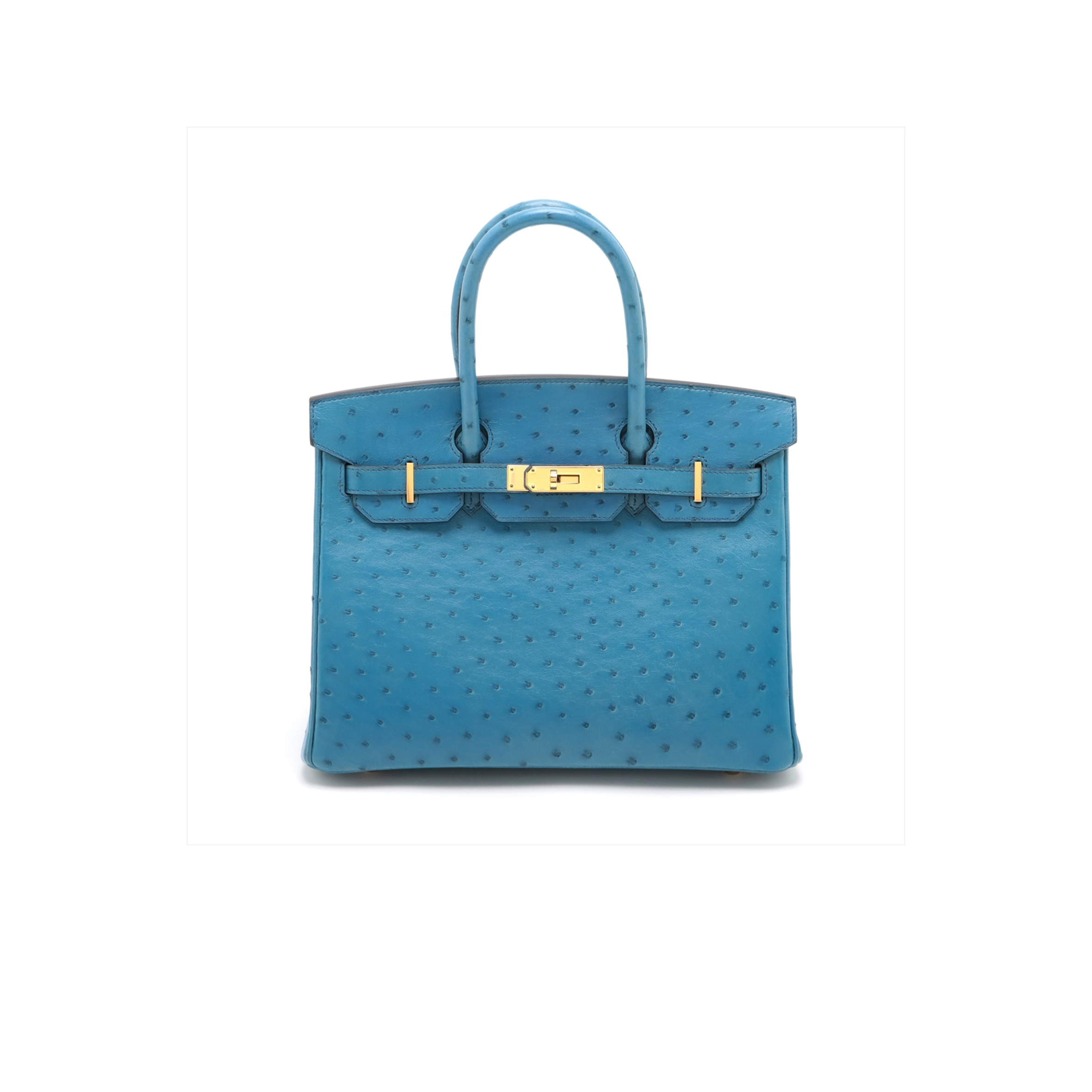 H**mes master birkin 30 ostrich leather denim blue gold buckle h041933ck91 (30*22*16cm)